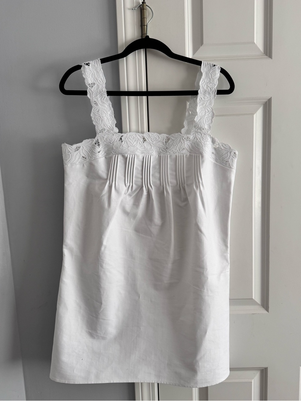 J Crew White Lace-Trim Cotton Dress